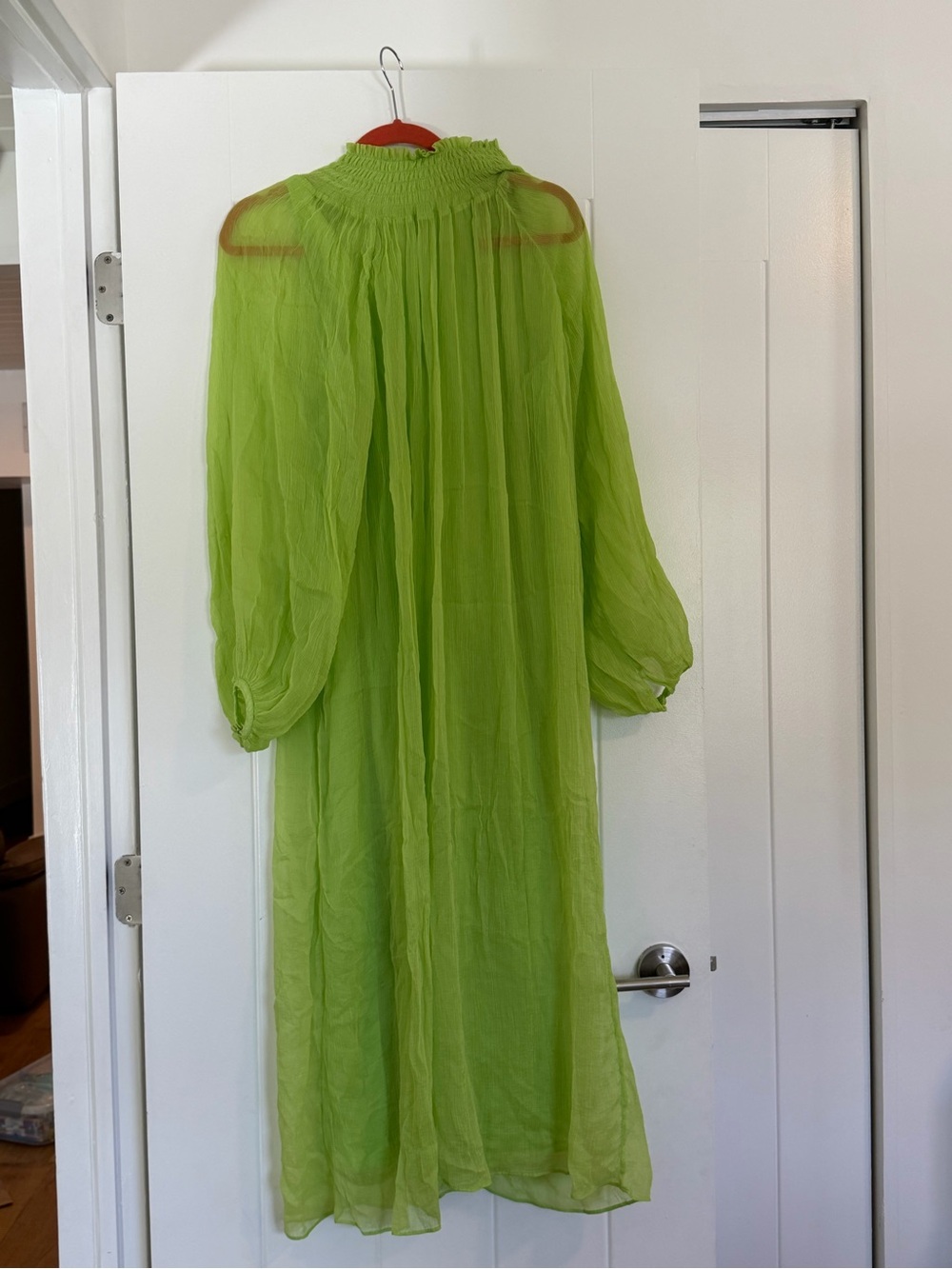 Mara Hoffman Sheer Green Long Sleeve Maxi Dress